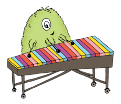 one-eyed monster playing a xylophone 